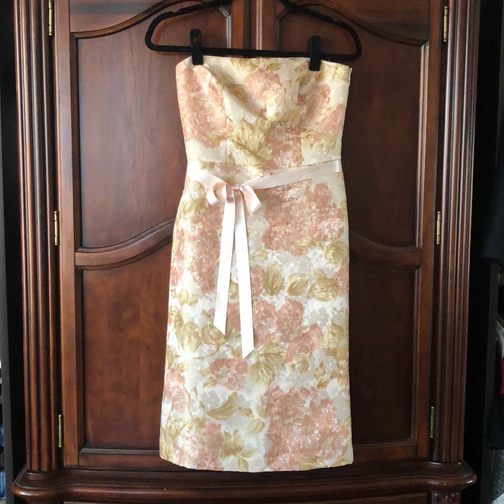 Ann Taylor Brocade Floral Strapless Dress